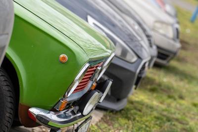 many parking cars in an outdoor garage-stock-photo