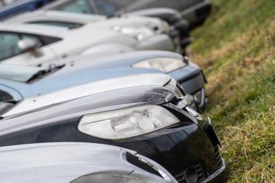 many parking cars in an outdoor garage-stock-foto