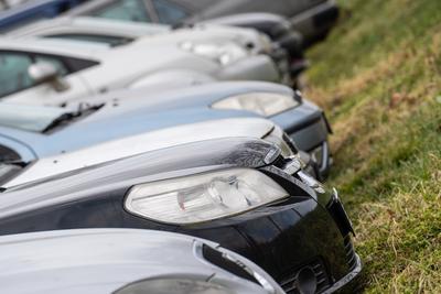 many parking cars in an outdoor garage-stock-photo