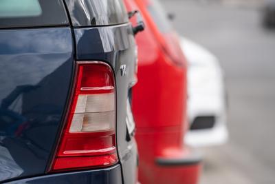 many parking cars in an outdoor garage-stock-foto