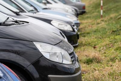 many parking cars in an outdoor garage-stock-foto