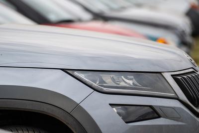 many parking cars in an outdoor garage-stock-foto