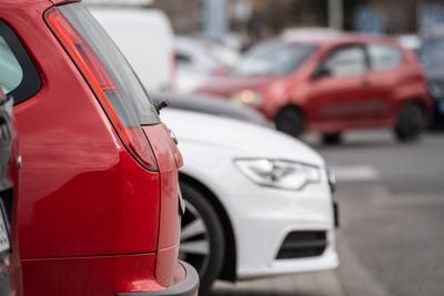 many parking cars in an outdoor garage-stock-foto