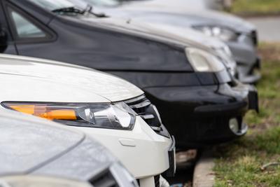 many parking cars in an outdoor garage-stock-foto