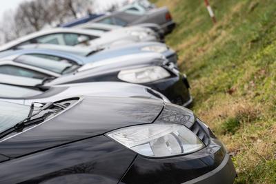 many parking cars in an outdoor garage-stock-foto