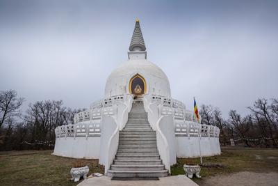 white stupa in hungary, Zalaszanto, called peace stupa-stock-photo