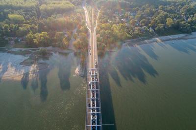 Baja Bridge in Hungary across river Danube-stock-foto