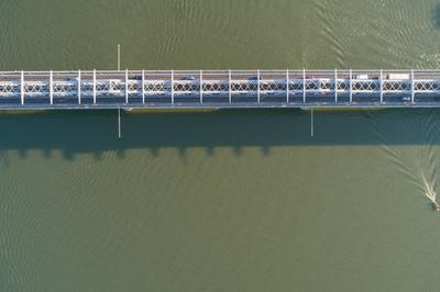 Baja Bridge in Hungary across river Danube-stock-photo