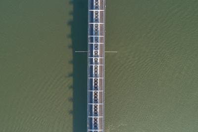 Baja Bridge in Hungary across river Danube-stock-foto