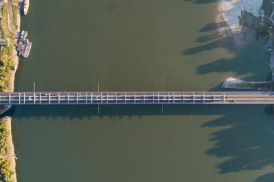 Baja Bridge in Hungary across river Danube-stock-foto