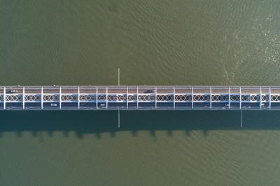 Baja Bridge in Hungary across river Danube-stock-foto