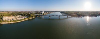 Baja Bridge in Hungary across river Danube-stock-foto