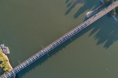 Baja Bridge in Hungary across river Danube-stock-foto