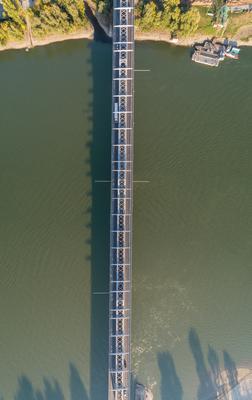 Baja Bridge in Hungary across river Danube-stock-foto