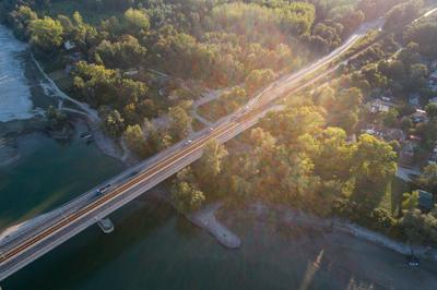 Baja Bridge in Hungary across river Danube-stock-foto