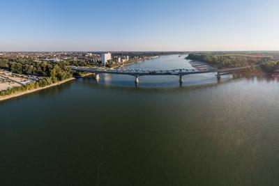 Baja Bridge in Hungary across river Danube-stock-photo