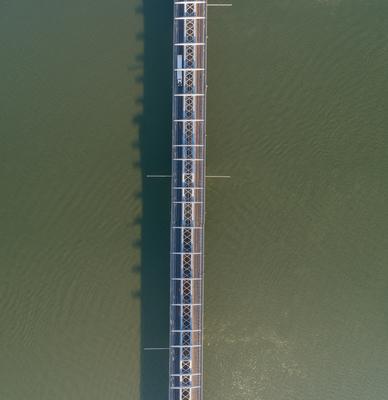Baja Bridge in Hungary across river Danube-stock-foto