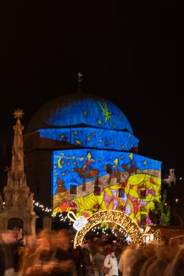 PECS, HUNGARY - DECEMBER 4 2022: Advent market with christmas tree at Szechenyi Square in Pecs. December 4, 2022 Pecs, Hungary-stock-photo