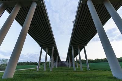 Hungarian M6 highway with tunel at evening-stock-foto