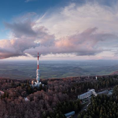 Aerial photo from Kekesteto, TV tower in Matra, Hungary-stock-photo
