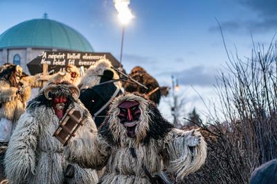 MOHACS, HUNGARY - FEBRUARY 17: Busojaras carnival. February 17, 2026 in Mohacs, Hungary.-stock-foto