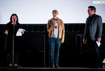 Jean-Marc BarrJacques Mayol a Nagy kékségbenJacques Mayol in The Big BlueJean-Marc Barr Le Grand BleuFilm Maraton Budapest Bazilika 2018 09 08-stock-foto