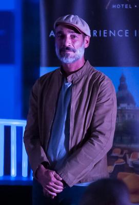 Jean-Marc BarrJacques Mayol a Nagy kékségbenJacques Mayol in The Big BlueJean-Marc Barr Le Grand BleuFilm Maraton Budapest Bazilika 2018 09 08-stock-foto