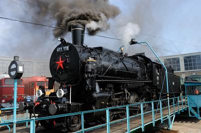 150 éves a MÁV,  Nemzetközi Jármûparádé a Vasúttörténeti Parkban,   2018. szeptember 8-án és 9-én többtonnás vasparipák mutatkoztak be és versenyeztek egymással a Vasúttörténeti Parkban-stock-foto