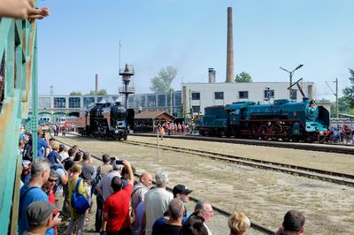150 éves a MÁV,  Nemzetközi Jármûparádé a Vasúttörténeti Parkban,   2018. szeptember 8-án és 9-én többtonnás vasparipák mutatkoztak be és versenyeztek egymással a Vasúttörténeti Parkban-stock-foto