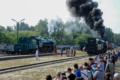 150 éves a MÁV,  Nemzetközi Jármûparádé a Vasúttörténeti Parkban,   2018. szeptember 8-án és 9-én többtonnás vasparipák mutatkoztak be és versenyeztek egymással a Vasúttörténeti Parkban-stock-foto