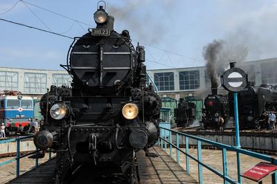 150 éves a MÁV,  Nemzetközi Jármûparádé a Vasúttörténeti Parkban,   2018. szeptember 8-án és 9-én többtonnás vasparipák mutatkoztak be és versenyeztek egymással a Vasúttörténeti Parkban-stock-foto