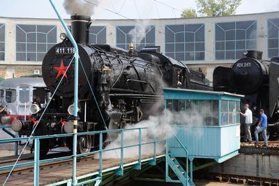 150 éves a MÁV,  Nemzetközi Jármûparádé a Vasúttörténeti Parkban,   2018. szeptember 8-án és 9-én többtonnás vasparipák mutatkoztak be és versenyeztek egymással a Vasúttörténeti Parkban-stock-foto