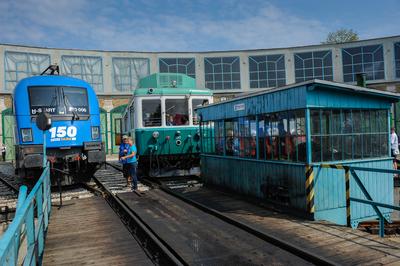 150 éves a MÁV,  Nemzetközi Jármûparádé a Vasúttörténeti Parkban,   2018. szeptember 8-án és 9-én többtonnás vasparipák mutatkoztak be és versenyeztek egymással a Vasúttörténeti Parkban-stock-foto