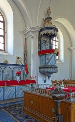 Som település református temploma belső nézete-stock-foto