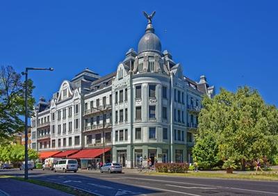 Nyíregyháza, Takarékpalota késő eklektikus stílusban 1912-stock-foto