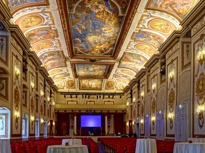 Eszterházy kastély, barokk Haydn Terem barokk freskók és falfestményekkel-stock-foto