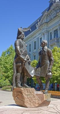 Nyíregyháza, Városalapító atyák szobra-stock-foto