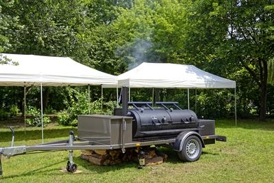 BBQ, Barbecue Smoker Trailer, után futó működik-stock-foto