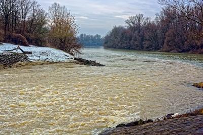 Tiszakóród, a Túr folyó ömlik a Tisza folyóba-stock-foto