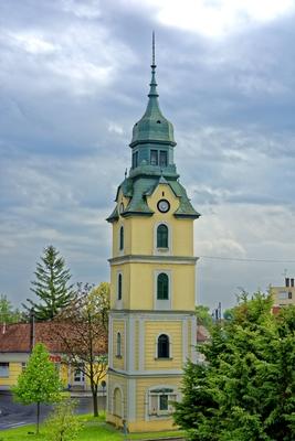 Szécsény, barokk tűztorony-stock-foto