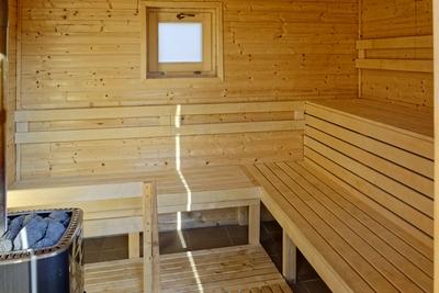 Új fa szauna belseje-stock-foto