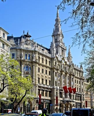 New York Palace hotel, kávéház Budapesten, külső nézett-stock-foto