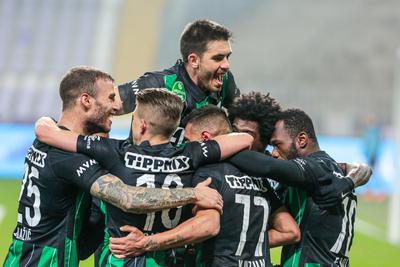 Újpest FC - Ferencváros TC match played in the 19th round of the OTP Bank League-stock-photo