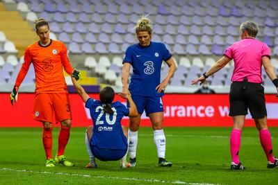 Chelsea FC v VfL Wolfsburg - UEFA Women's Champions League Quarter Final: Leg One-stock-photo