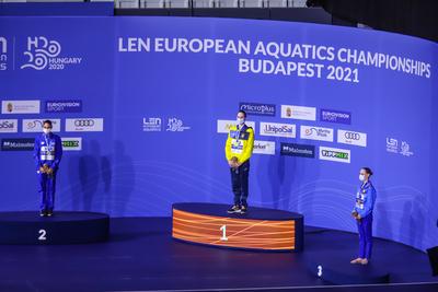 ARTISTIC SWIMMING-EURO-2020-2021Solo Free Artistic Swimming Final.-stock-foto