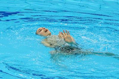 ARTISTIC SWIMMING-EURO-2020-2021Solo Technical Final Swimming Final.-stock-photo