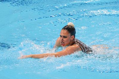 ARTISTIC SWIMMING-EURO-2020-2021Solo Technical Final Swimming Final.-stock-photo