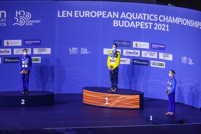 ARTISTIC SWIMMING-EURO-2020-2021Solo Free Artistic Swimming Final.-stock-foto