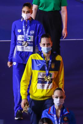 ARTISTIC SWIMMING-EURO-2020-2021Solo Free Artistic Swimming Final.-stock-foto