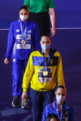 ARTISTIC SWIMMING-EURO-2020-2021Solo Free Artistic Swimming Final.-stock-foto